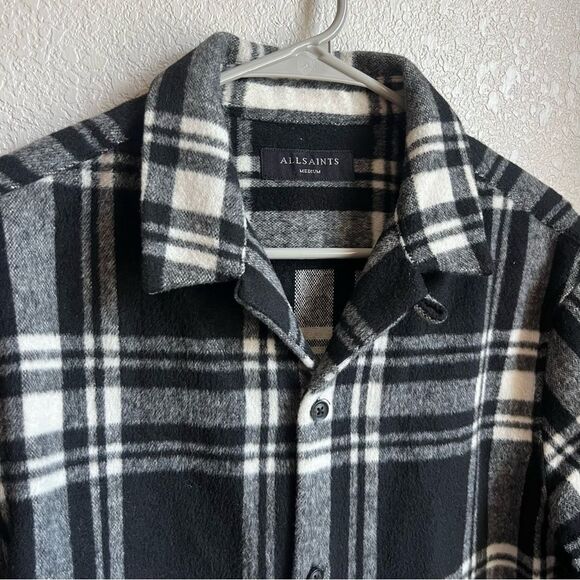 All Saints Black and White Plaid Casual Button Down Shirt - Picture 3 of 8